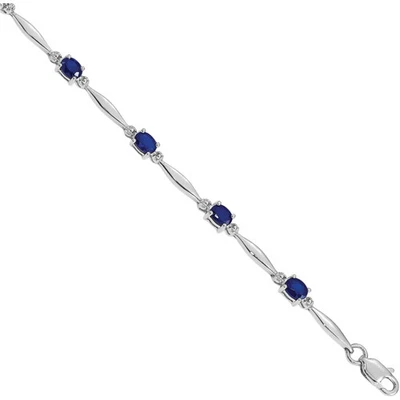 Brazalete tenis oro blanco macizo 14K diamante zafiro azul Foto 1 de 4