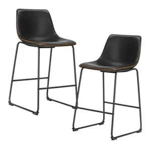  Counter Height Bar Stools Set of 2, 2 Pcs 26" Counter Height Bar Stools Black - Picture 1 of 7