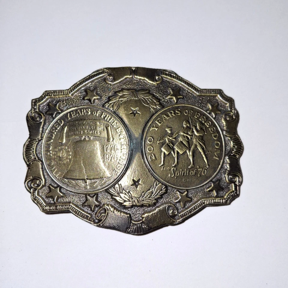 Bicentennial Coin Collectors LIBERTY BELL / SPIRIT OF 76 Belt Buckle Vintage 4" - Image 1 of 1