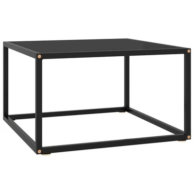 Coffee Table Black Tempered Glass 23.6 x 23.6 x 13.8 in Durable - Image 1 of 4