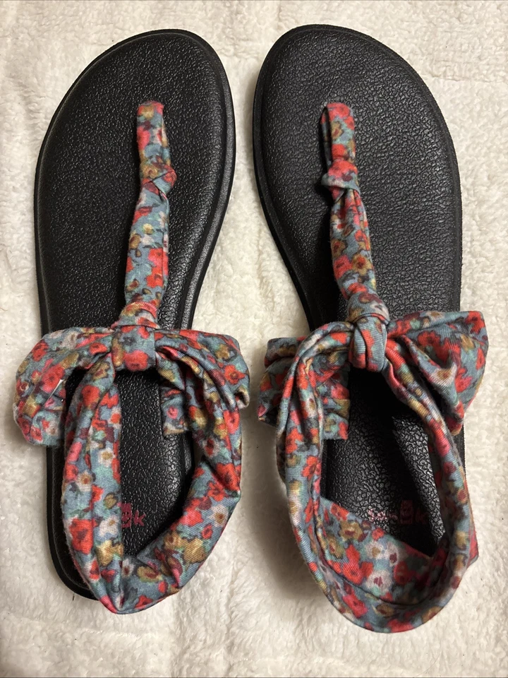 Sandalias Sanuk Yoga Mat Ella Sling Back Talla 10 Azul Estampado Floral Zapatos Foto 1 de 4