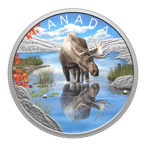 2024 Canada Wildlife Reflections Moose 1 oz Silver Colorized Proof Coin - Picture 1 of 4