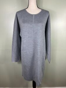 Everlane Women's Gray Wool Double Layer Long-Sleeve Shift Dress Sz M