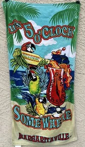 Jimmy Buffett It’s 5 O’clock Margaritaville Beach Towel 56” X 30” Original - Picture 1 of 6