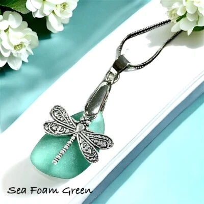 Collar Libélula, Collar Libélula Plata, Joyería Libélula, Vidrio Marino Foto 1 de 4