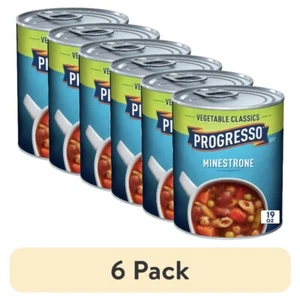 (6 pack) Progresso Minestrone Soup, Vegetable Classics Canned Soup, 19 oz - Picture 1 of 9