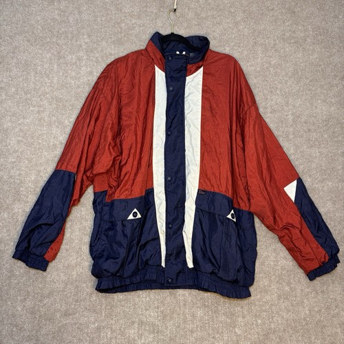 Giacca a vento vintage Christian Dior rosso mattone bianco blu blocco colore taglia L