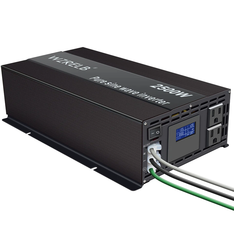 2500W Pure Sine Wave Inverter 24V to 110V 120V Power Home Car Boat Truck Solar - Image 1 of 4