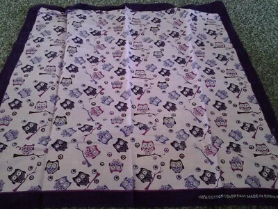 BUFANDA DE MOTOCICLISTA BANDANA HANKY PÚRPURA BÚHO ALGODÓN VAQUERO WESTERN RODEO HIPPIE Foto 1 de 4