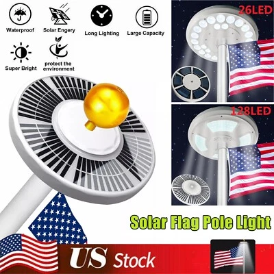 Флагшток на солнечных батареях флагшток 136 светодиодов уличное освещение водонепроницаемый сделано в США - Изображение 1 из 4