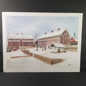 Art Print Old Salem Moravian Single Brother's House NC Krasnansky 1769 Winter - Picture 1 of 13