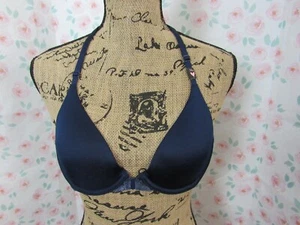 VICTORIA'S SECRET, WOMEN'S NEW NAVY BLUE POLY BL VERY SEXY VELVET BRA, SIZE 34A - Picture 1 of 8