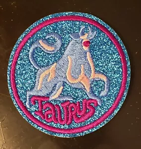 Taurus Glittery Ornate Zodiac Astrological Sign Embroidered Patch 2.75" Round - Picture 1 of 1