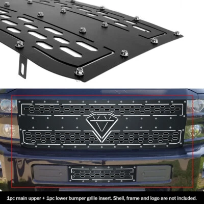Combo de rejilla de doble capa de acero inoxidable para Chevy Silverado 2500HD/3500HD 2015-2019 Foto 1 de 3