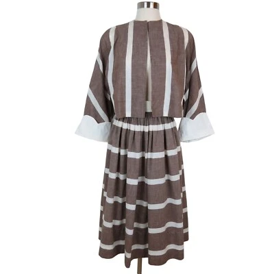 VINTAGE 1940s 1950s Women's Brown Stripe Flared Skirt & Swing Jacket Set - Image 1 of 4