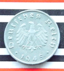 GERMAN Coin 10 REICHSPFENNIG 1945 F Zinc ALLIED OCCUPATION 3rd Reich WW2 RARE - Picture 1 of 4