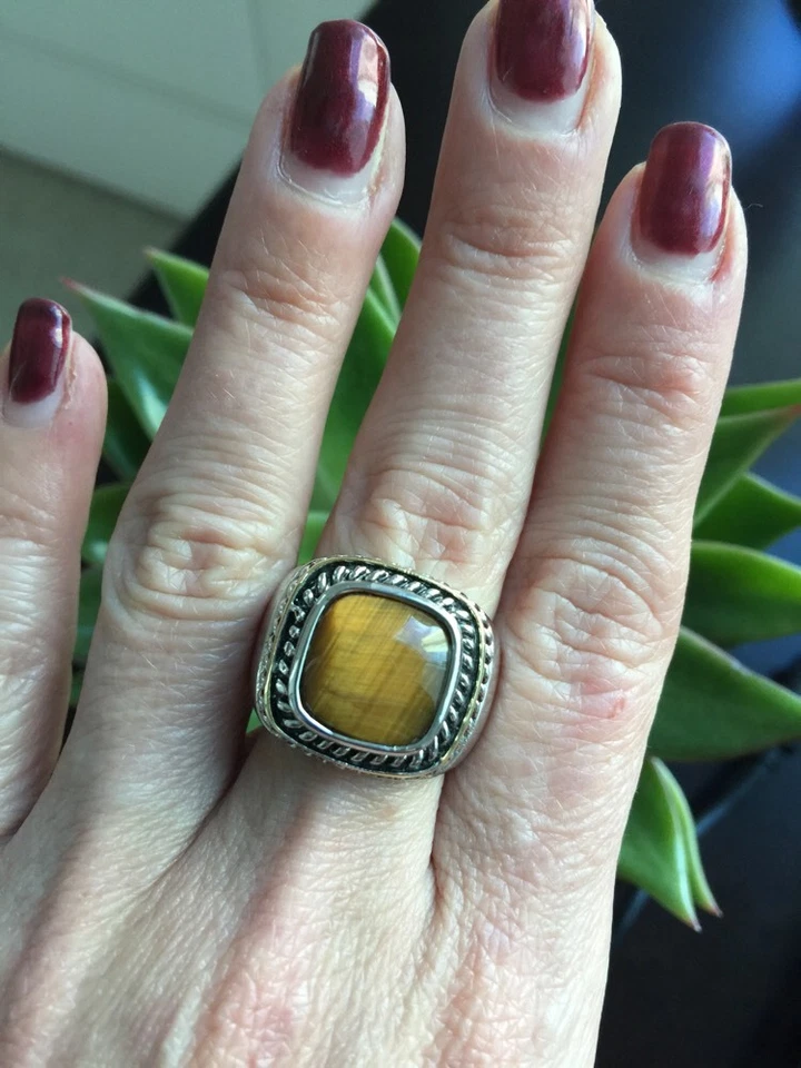 NUEVO ANILLO OJO DE TIGRE "inspirado en el diseñador" con detalle de cuerda de cable talla 7 precioso Foto 1 de 4