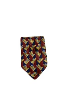 ERMENEGILDO ZEGNA cravatta uomo 100% seta Italia rosso blu oro - Foto 1 di 5