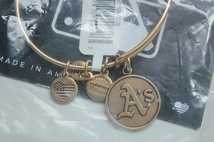 NWT Authentic ALEX AND ANI Oakland Athletic's Charm Bangle in Gold ~ SEALED - Picture 1 of 7