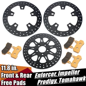 for Harley Front Rear 11.8" Brake Rotors w/ Pads Road King FLHR Road Glide FLTRX - Picture 1 of 9