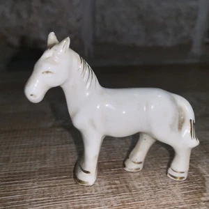 MCM Vintage Miniatur weißes Pferd Figur Gold Akzent Japan Keramik 2,5 x 3"" - Bild 1 von 9