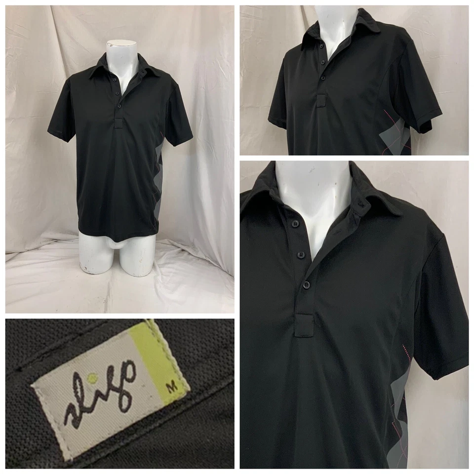 Sligo Golf Shirt M Black Polo Short Sleeve 100% Polyester YGI W1-226 - Image 1 of 4