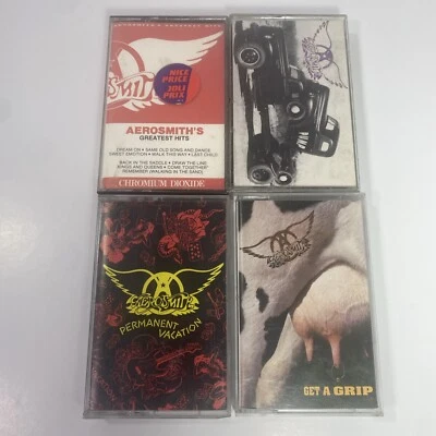 Aerosmith Cassette Tape Lot x4 Permanent Vacation Get A Grip Pump Greatest Hits - Image 1 of 4