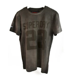 Superdry Gray Washed Cotton Short Sleeve T-Shirt Logo 23 Mens Top size M - Picture 1 of 5