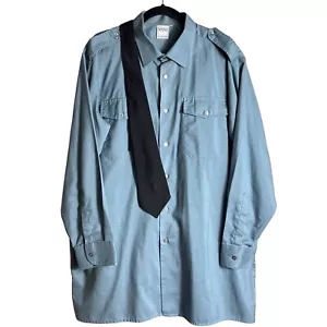 Swiss Army Dress Shirt Metzger Uniform Blue Gray Button Up & Black Tie 2XL - Picture 1 of 8