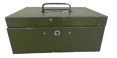 Caja metálica de colección Durham Mfg verde oscuro 10" X 7" X 4" hecha en EE. UU. SIN LLAVE EN BUEN ESTADO Foto 1 de 4