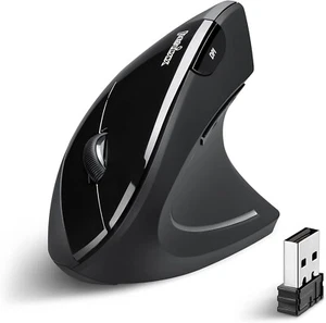 Wireless Vertical Mouse Right Handed 6 Button Design Black Perixx Perimice -713N - Picture 1 of 9
