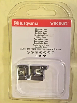 Máquinas de coser Hemmer 5 mm pies GENUINAS Viking Husqvarna 4118517-45 para 1-7 Foto 1 de 4