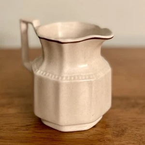 Kensington Staffordshire Ironstone Creamer Ivory Brown Stripe Dot Hand Crafted - Picture 1 of 12