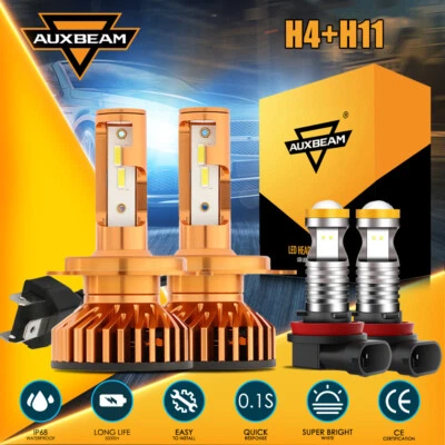 For Honda Fit 2006-2020 Ridgeline 2006-2014 AUXBEAM LED Headlight Hi/lo Beam Fog - Image 1 of 4