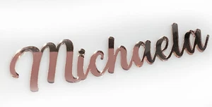 PERSONALISED ACRYLIC NAME SIGN WALL KIDS DECO LETTERS PLAQUE ROSE MIRROR GOLD - Picture 1 of 8