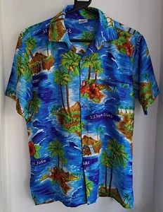 Vintage Virgin Islands USA Tropical Hawaiian Shirt 40"- 101.5cm S (38RL) - Picture 1 of 3