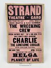 Affiche de théâtre vintage Strand Caro, MI Drive-in 22x14 équipe de démolition Charlie & Helga
