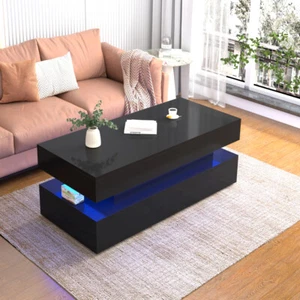 3-Tier Foldable Coffee Table Rectangle Center Table with Drawers for Living Room - Picture 1 of 41
