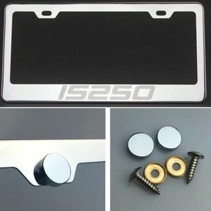 IS250 Laser Engraved Polish Stainless Steel License Plate Frame Chrome Screw Cap - Foto 1 di 12
