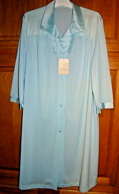 Camisón Vintage Vanity Fair Aqua Floral Bordado Encaje Botón Camisón Nuevo con Etiquetas Foto 1 de 4
