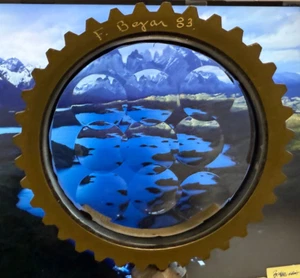 FELICIANO BEJAR, MAGISCOPE CRYSTAL & STEEL SCULPTURE "GRID PATTERN" 1983 8" 108 - Picture 1 of 6