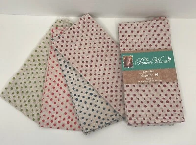Pioneer Woman Cloth Napkins Retro Dot Multicolor 2 Sets of 4 - 18"X18" Lot Polka - Image 1 of 4