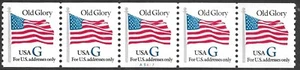 Briefmarken USA #2890 32c. G Old Glory Plate Number A5427 Coil Strip of 5 MNH - Bild 1 von 1
