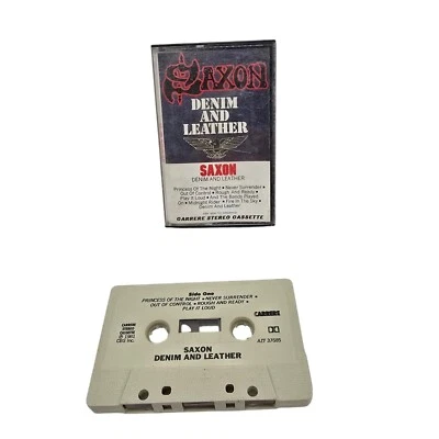 Saxon Denim And Leather Cassette Tape - SEE BELOW! Foto 1 de 2