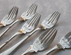 RAR Rareza 6-tlg. Cubiertos para Pescado Estilo Art Nouveau/Art Nouveau 800 - Imagen 1 de 9