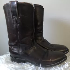 Justin Mens Size 8.5 D Brown Leather Roper Cowboy Western Boots USA Dress Shoes - Picture 1 of 8
