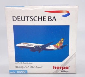 Herpa Wings 511506 Deutsche BA Boeing 737-300 Popart 1:500 Diecast Model NOB - Picture 1 of 9