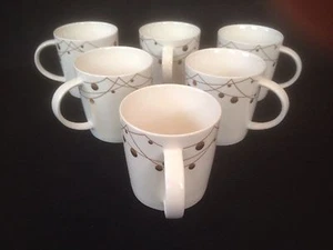 6 Starbucks Holiday Mugs 2012 White With Gold Ornaments MWOB - Picture 1 of 4