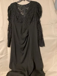 Ever Pretty Dress Formal Evening Black Lace Embroidered Mesh V-Neck SZ 12 NWT - Picture 1 of 5