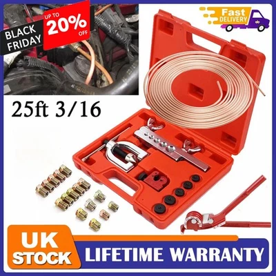 Brake Lines Repair Kit Copper Pipe Flaring Tool 3/16" Unions Nuts Cutter Bender - Image 1 of 4